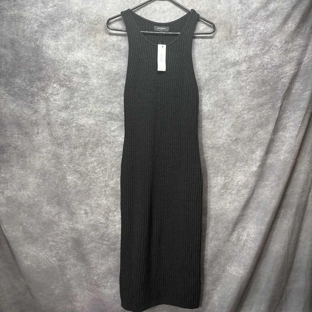 Banana Republic Textured Knit Sweater Midi Dress Size S Black Sleeveless NWT